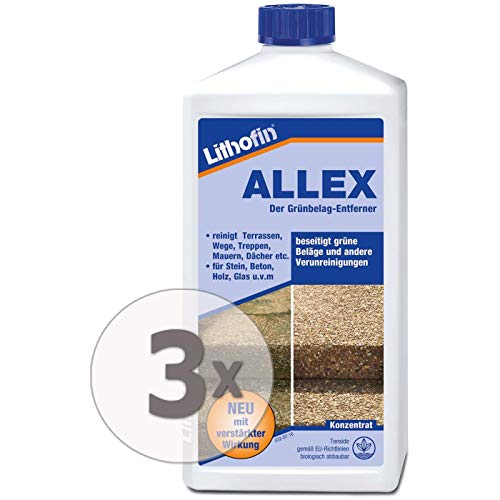 Lithofin ALLEX 3 l - Grünbelag-Entferner Algen- und Moosentferner - Ideal zum vorbeugen gegen grüne & rutschige Beläge