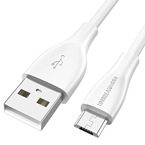 UNBREAKcable Micro USB Kabel 3.3ft/1M 2.4A USB Ladekabel - Ultra Langlebig Schnellladekabel für Android Smartphones, Samsung Galaxy S6/S7/S4/S3/J5/J7/J3, HTC, Sony, LG, Nexus, PS4 – Weiß