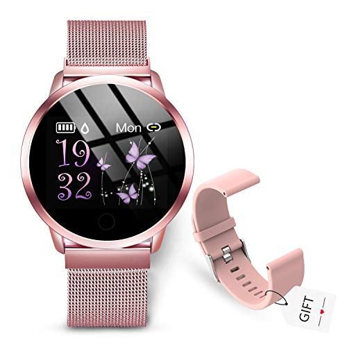 GOKOO Smartwatch Fitness Tracker Armbanduhr Aktivitätstracker Damen Frauen mit Pulsmesser IP67 Wasserdicht Uhren Schlafmonitor Schrittzähler für Android IOS