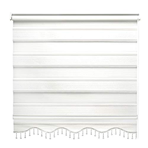 Doppelrollo Weiß Silber Glitzer Duorollo Klemmfix Gardinen für Fenster Tür Rollo 60 x 200 cm