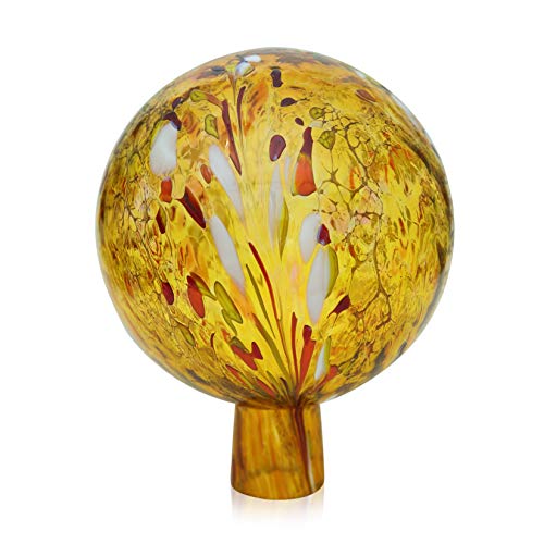 Lauschaer Glas Gartenkugel Rosenkugel aus Glas mit Granulat gold d 15cm mundgeblasen handgeformt