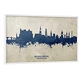artboxONE Poster mit weißem Rahmen 60x40 cm Städte Heidelberg Skyline PaintBlue - Bild Heidelberg City Cityscape