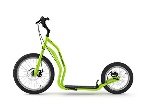 Yedoo Mezeq Tretroller - bis 150 kg, mit Luftreifen 20/16 - Roller Scooter für Erwachsene, Offroad Tretroller mit Ständer und verstellbaren Lenker, Dogscooter mit Scheibenbremse, grün