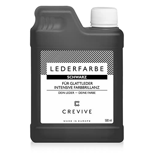 CREVIVE Lederfarbe 500 ml – Farbe wählbar – für Echtleder und Kunstleder zum färben und umfärben von Leder – Schwarz