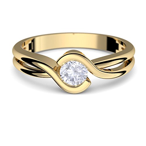 Amoonic Gold-Ring Verlobungsringe Gelbgold 333 echt Gold Zirkonia Stein inkl. Luxusetui +Goldring Gelbgold Ring wie Diamant Ehering Gold Trauring Damenschmuck FF388GG333ZIFA56