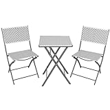 RANSENERS Bistroset Balkonset 3tlg-Set mit 2 Klappbaren Stühlen und Tisch - Hergestellt aus Hochwertigem Metallrahmen und Polyrattan (Weiß)