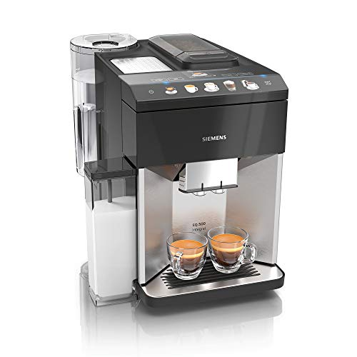 Siemens Kaffeevollautomat EQ.500 integral TQ507D03, viele Kaffeespezialitäten,Milchaufschäumer,integr. Milchbehälter, Heißwasserfunktion, automat. Dampfreinigung, 1500 W, Edelstahl/Klavierlack Schwarz