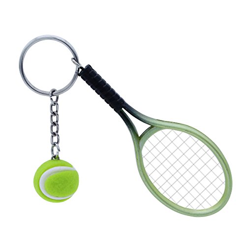 TOYMYTOY Tennis Schläger Keychain, grüner Sport Schlüsselring der Neuheit, Mini Tennisball Anhänger Geschenke, Farblich Sortiert