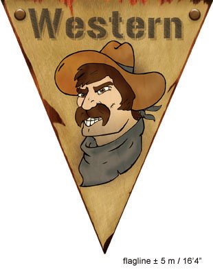Flaggengirlande Western Cowboy 10 Wimpel an ca. 5 m