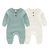 ZAV Solid Unisex Neugeborene Baby Jungen Mädchen Strampler 2er Pack Langarm Jumpsuits Säuglingskleidung Outfits.
