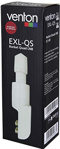 Venton EXL-QS Rocket Quad LNB 0.1dB I Multifeed-tauglicher 4-Fach-LNB inkl. Wetterschutz & F-Stecker - 4K 3D UHD Full HD-TV geeignet I Satelliten LNB für 4 Teilnehmer I Digitales LNB weiß
