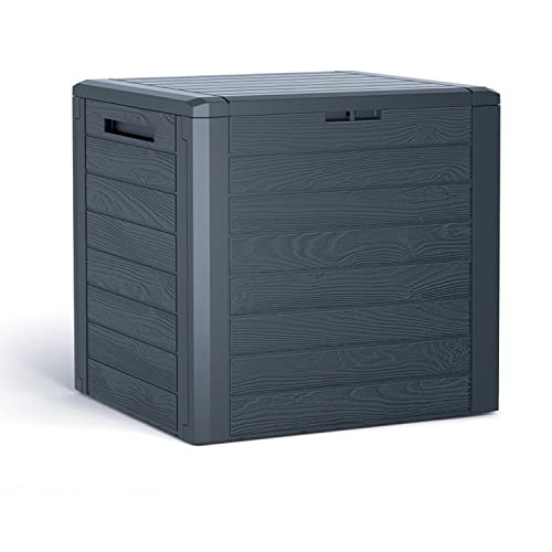 Gartenbox Auflagenbox 140L Truhe Box Gartentruhe Holz-Optik Woode Kissenbox Gartenkasten (Anthrazit)