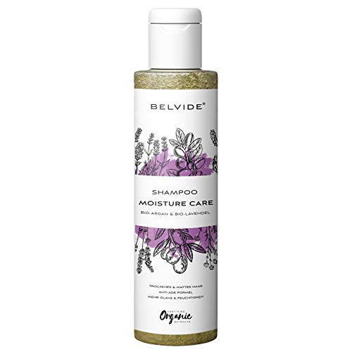 BELVIDE® Feuchtigkeits Shampoo mit Bio Arganöl und Bio Lavendel · ohne Silikon, Sulfate und Parabene · natürlicher Glanz und Geschmeidigkeit · tierversuchsfrei und vegan · 200 ml