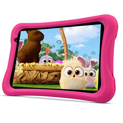 PRITOM Android 10, 8 Zoll Kinder-Tablet, Kindersicherung, Kinder-App, Quad-Core-Prozessor, 2 GB RAM, 32 GB ROM, HD-IPS-Bildschirm, Dual-Rückfahrkamera, mit Kinder-Tablet-Hülle (Rosa)…
