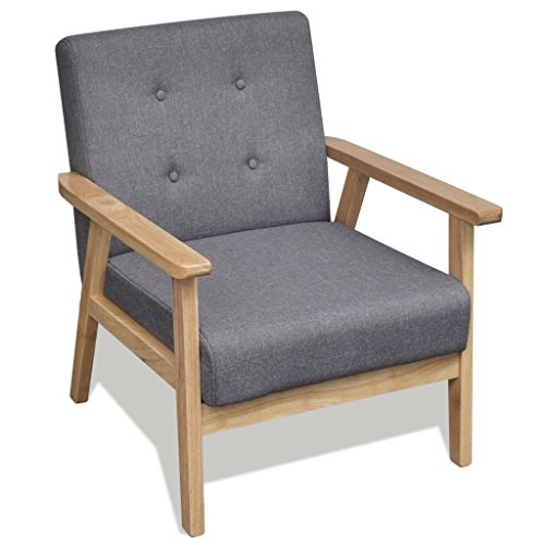Festnight Retro Holzsessel Sessel Wohnzimmersessel Retro-Sessel mit Armlehne für Wohnzimmer Schlafzimmer Grau