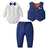 Famuka Baby Anzüge Baby Junge Sakkos Taufe Hochzeit Babybekleidung Set (Blau 3, 59, 6_Months)