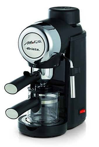 Ariete 1340 Siebträger-Retro-Kaffeemaschine Mokito mit Milchaufschäumdüse, Schwarz