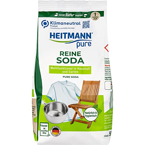 HEITMANN pure Reine Soda: Ökologischer Vielzweck-Reiniger für den Haushalt, Zugabe zu Spülmittel und Putzmittel, 1x 500g