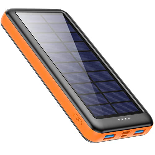 kilponen Solar Powerbank 26800mAh Solar Ladegerät USB C, Power Bank mit 3 Eingänge & 2 Ausgänge Hohe Kapazität Externer Akku Schnellladung Tragbares Ladegerät für Handy, Tablets und mehr USB-Geräten