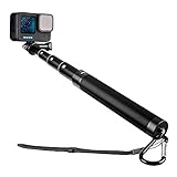 Lammcou Go Pro Selfie Stick, 4-Stange Action Kamera Aluminium Selfie-Stange Stab, Ausziehbar bis 73cm, Handheld Einbeinstativ Pole Teleskopstange für Hero 12 11 10 9 8 Insta-360 3 2 Yi X3