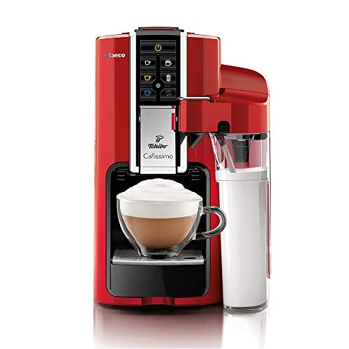 Tchibo Saeco Cafissimo Latte Kapselmaschine (für Kaffee, Espresso,Caffé Crema,Latte Macchiato,Cappuccino oder Tee), rot