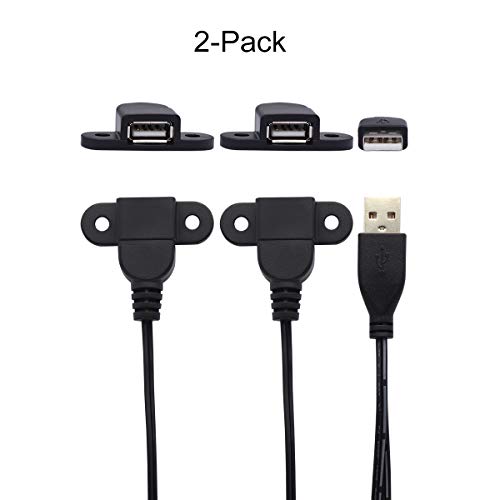 QiCheng&LYS USB einbauen, USB 2.0 Stecker auf 2 USB 2.0 Buchsen, Plattenmontage Kabel mit Schraubloch für Weinschrank Hotel Möbel, Installation USB ladeanschluss 1,5 m 2 Stück