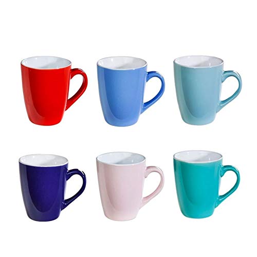 6er Set Bunte Kaffee-Becher AMELIE Mug aus Keramik im Set für a 200ml [Randvoll] in 6 schönen Pastell Farben. Genießen Sie Ihren Tee, Kaffe oder Cappuccino aus diesen modischen Kaffee-Tassen.