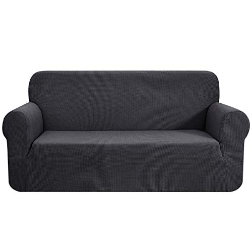 CHUN YI 1-Stück Sofa Überwürfe Sofabezug Jacquard Elastische Stretch Spandex Couchbezug Sofahusse Sofa Abdeckung (2 Sitzer, Grau)