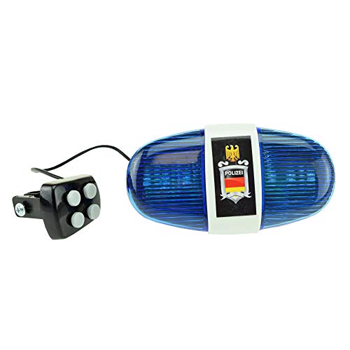 TOI-Toys LED Fahrradlampe Polizei - Polizeilicht mit Sirene für Kinder - LED Fahrradlicht Set mit Sound - 4 Verschiedene Funktionen
