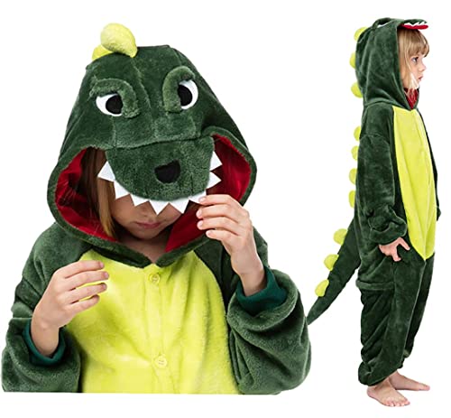 Seawhisper Dinosaurier Kostüm Kinder Dino Pyjamas Tier Jumpsuit Kostüm Mädchen und Jungen Faschingskostüme 86 92