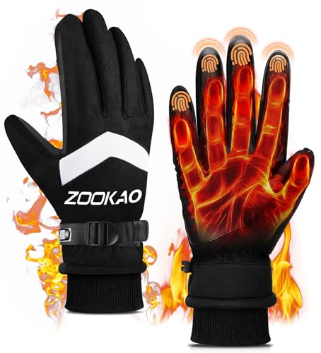 Zookao Winterhandschuhe Herren Damen, Fahrradhandschuhe Touchscreen Handschuhe, rutschfeste Leichte Skihandschuhe Thermohandschuhe zum Laufen Radfahren Skifahren WandernOutdoor-Aktivitäten