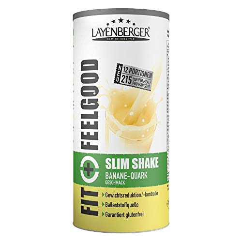 Layenberger Fit+Feelgood Slim Shake Banane-Quark, Mahlzeitersatz zur Gewichtsabnahme und -kontrolle, ersetzt 12 Mahlzeiten bei nur 215 kcal pro Mahlzeit, glutenfei, (1 x 396 g)