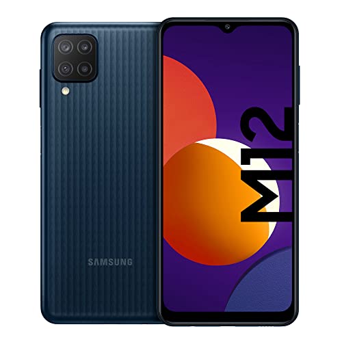 Samsung Galaxy M12 Android Smartphone, Quad-Kamera, 6,5 Zoll Infinity-V Display, starker 5.000 mAh Akku, 128 GB/4GB, Handy in Schwarz, (Deutsche Version) [Exklusiv bei Amazon]