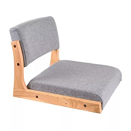 Tatami Stuhl mit Rücksitzkissen, Bodensitz, beinloser Stuhl für Erkerfenster, Balkonplatte, Grau 36 x 48 x 45 cm