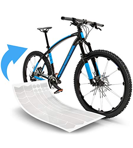 Fahrrad Schutzfolie Aufkleber Rahmenschutz für z.B. BMX, MTB, Rennrad oder E-Bike -- 24-teiliges, Transparentes Steinschlagschutz-Set