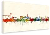 Kunstbruder Wandbild - Wuppertal Skyline Farbe (div. Formate) - Kunstdruck Leinwandbild Streetart Like Banksy Zimmerbild Schlafzimmerbild 30x60cm