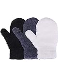 Geyoga 3 Paar Winter Kleinkind Fäustlinge Dehnbare Handschuhe Warme Kinder Strickhandschuhe (Schwarz, Weiß, Dunkelgrau, 1-4 Jahre)
