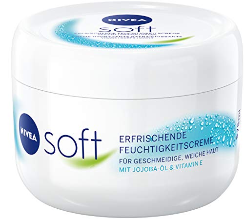 NIVEA Soft erfrischende Feuchtigkeitscreme (375 ml), pflegende Soft Creme mit Vitamin E und Jojoba-Öl, schnell einziehende Hautcreme