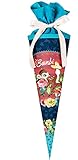 Schultüte - Disney - REH Bambi - 35 cm - rund - mit Tüllabschluß - Zuckertüte - mit/ohne Kunststoff Spitze - für Jungen & Mädchen/Rehe Waldtiere - Blu.