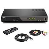 LONPOO Blu-ray Player für TV - 1080P Heimkino DVD-Player mit HDMI/ Koaxial/ AV-Porta, Unterstützt USB-Eingang, Blu-ray Region B/2, 1-6 DVD Region Free (mit HDMI & AV Kable)