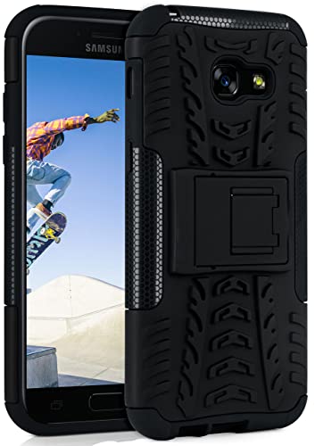 ONEFLOW Tank Case kompatibel mit Samsung Galaxy A5 (2017) - Hülle Outdoor stoßfest, Handyhülle mit Ständer, Kamera- und Bildschirmschutz, Handy Hardcase Panzerhülle, Obsidian - Schwarz