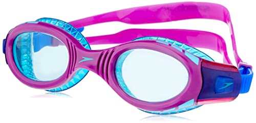 Speedo Futura Biofuse Flexiseal Schwimmbrille, Extra Komfort, gepolsterte Passform, blau und lila, Junior Unisex Größe