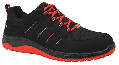 ELTEN Sicherheitsschuhe Maddox Black-red Low ESD S3, Herren, Sneaker, sportlich, schwarz, rot, Stahlkappe, Größe 43
