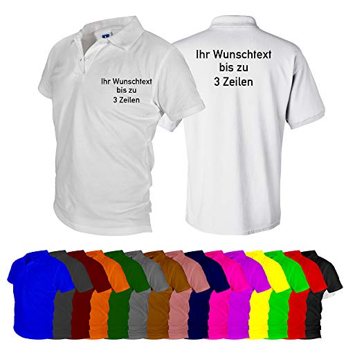 Generic Poloshirt Polohemd mit Wunschtext bis zu 3 Zeilen auf der Brust + Rücken Bestickt (L, Anthrazit)