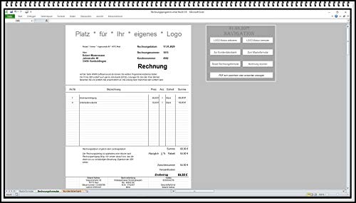 Rechnungssoftware für Kleingewerbe ohne MwSt Rechnungsdruckerei Kleinunternehmer §19 Rechnungsprogramm sehr leichte Bedienung MS Excel APP ohne Folgekosten