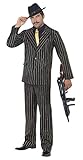 Smiffys, Herren Gangster Boss Kostüm, Jackett, Hose, Mock Hemd und Krawatte, Größe: XL. 22416, Schwarz
