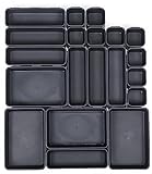 Nuangoo 20 Stück Schubladen Organizer,Schubladen Einlagen mit 3 Größen Aufbewahrungsbox, Aufbewahrungsbox für Küche, Zuhause, Büro & Home Trennsystem Gewürz Organizer (20 Stück-schwarz)
