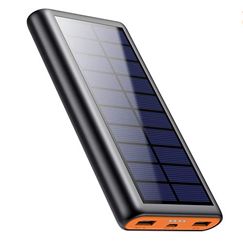 QTshine Solar Powerbank 26800mAh, Externer Akku Ladegerät,Solar Power Bank Pack mit 2 Ausgängen speziell für Aktivitäten im Freien, kompatibel mit Allen Smartphones, Tablets und USB-Geräten