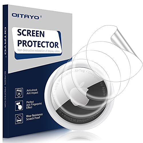 QITAYO [4 Stück] Schutzfolie Kompatibel mit Apple AirTags 2021, Anti-Scratch,Waterproof, Blasenfrei, HD Weich TPU Displayschutzfolie