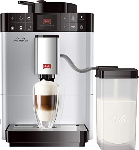 Melitta Caffeo Varianza CSP F570-101, Kaffeevollautomat mit Milchbehälter, One Touch Funktion, Silber